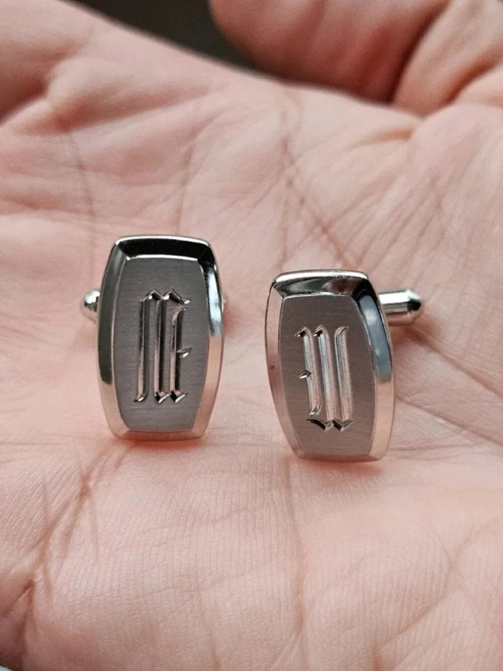 Vintage Hickok Men Cuff Links Silver Tone Shirt Cufflinks Stud Made in USA